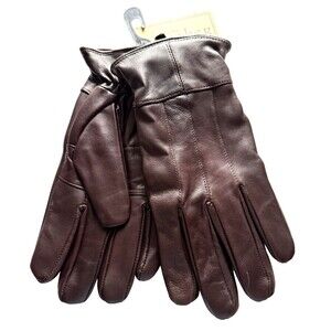 Mens Gloves Size L Large Genuine Leather Soft Brown Wool Lined Driving Winter